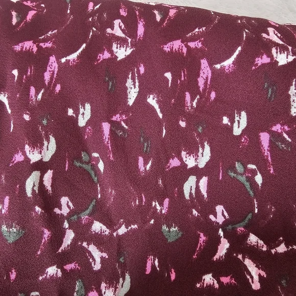 Bar III Burgundy Floral V-Neck Mini Dress XL Draped Skirt Sleeveless - Picture 12 of 15